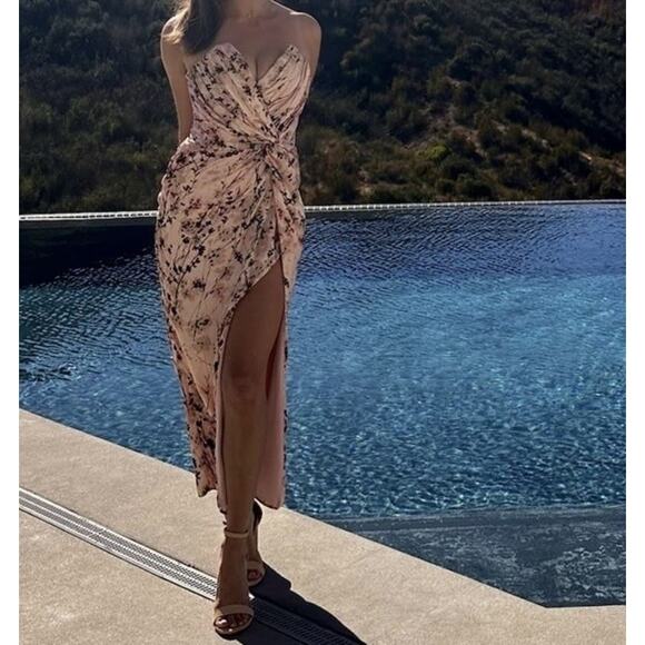 KATIE MAY Pink Floral Strapless Sleeveless Come On Home Midi Dress Size 0 - Picture 15 of 15